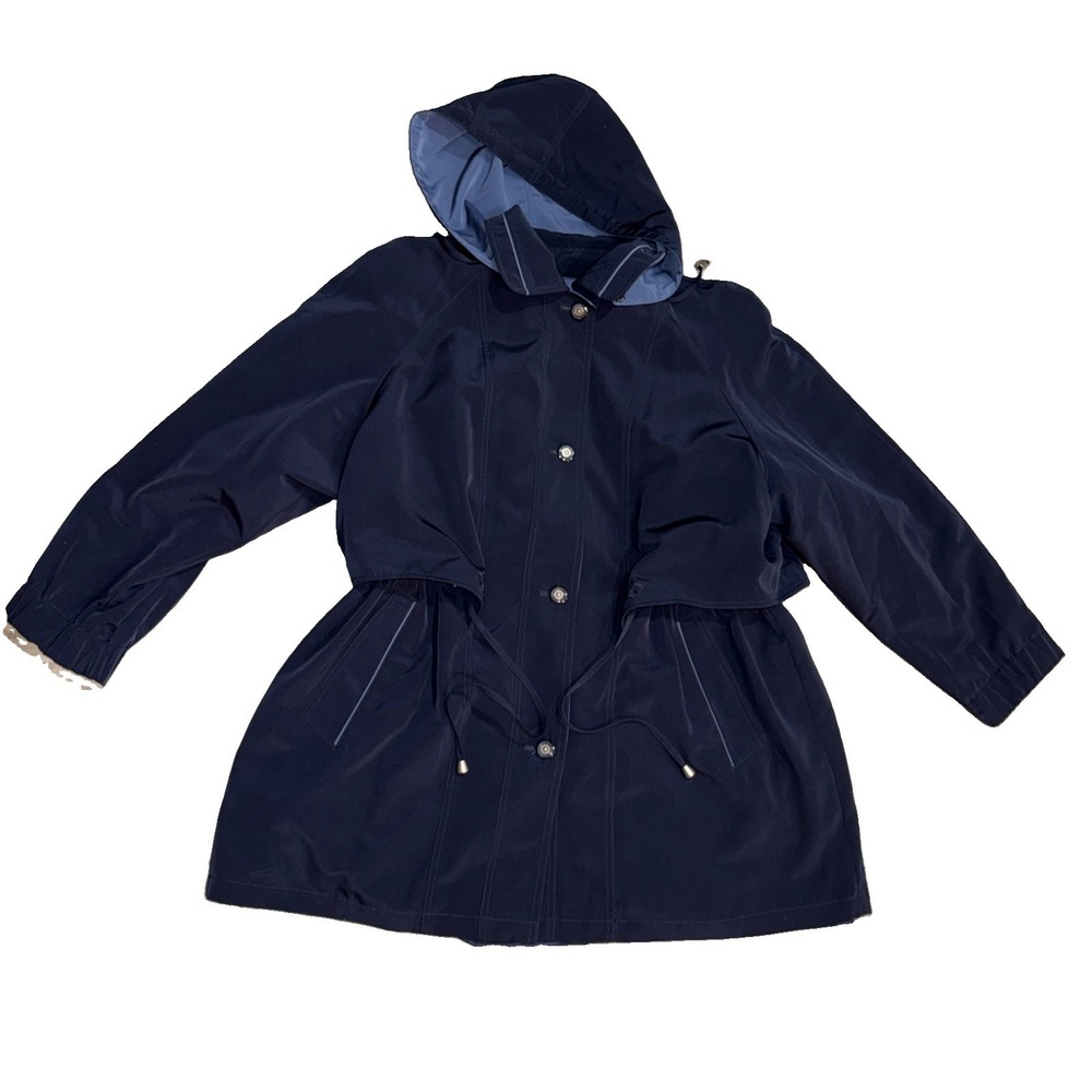 Vintage Regent Park Women's Rain All Season Coat Sz 2XL  Navy Blue Jacket Lined